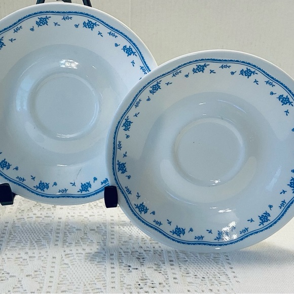 8 Pieces of  Pyrex Corelle Cups & Saucers  Matching Morning Blue Pattern Mugs - Picture 5 of 7